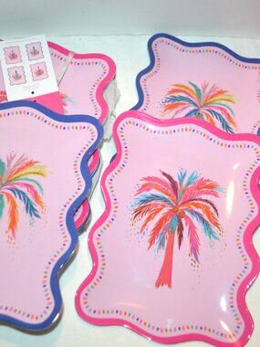 Eight Palm Tree Plates NWT Salad Appetizer Desert Indoor Outdoor